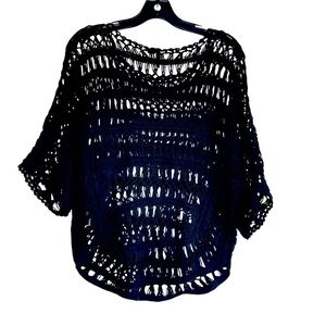 ETHYL TUBULAR YARN 100% COTTON BOAT NECK SWEATER, BLACK SIZE L